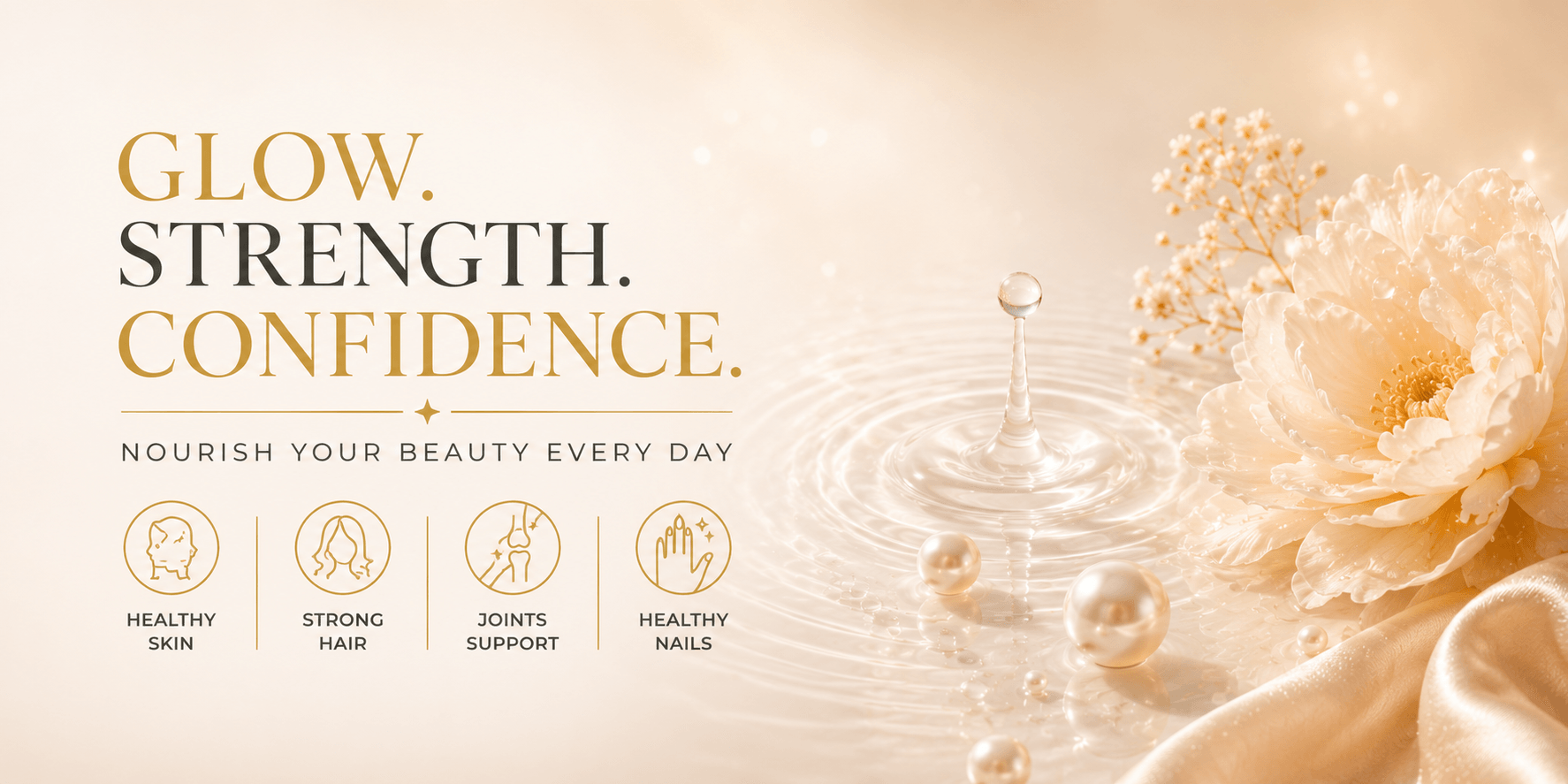 Angelic Labs Collagen glow strength and confidence banner
