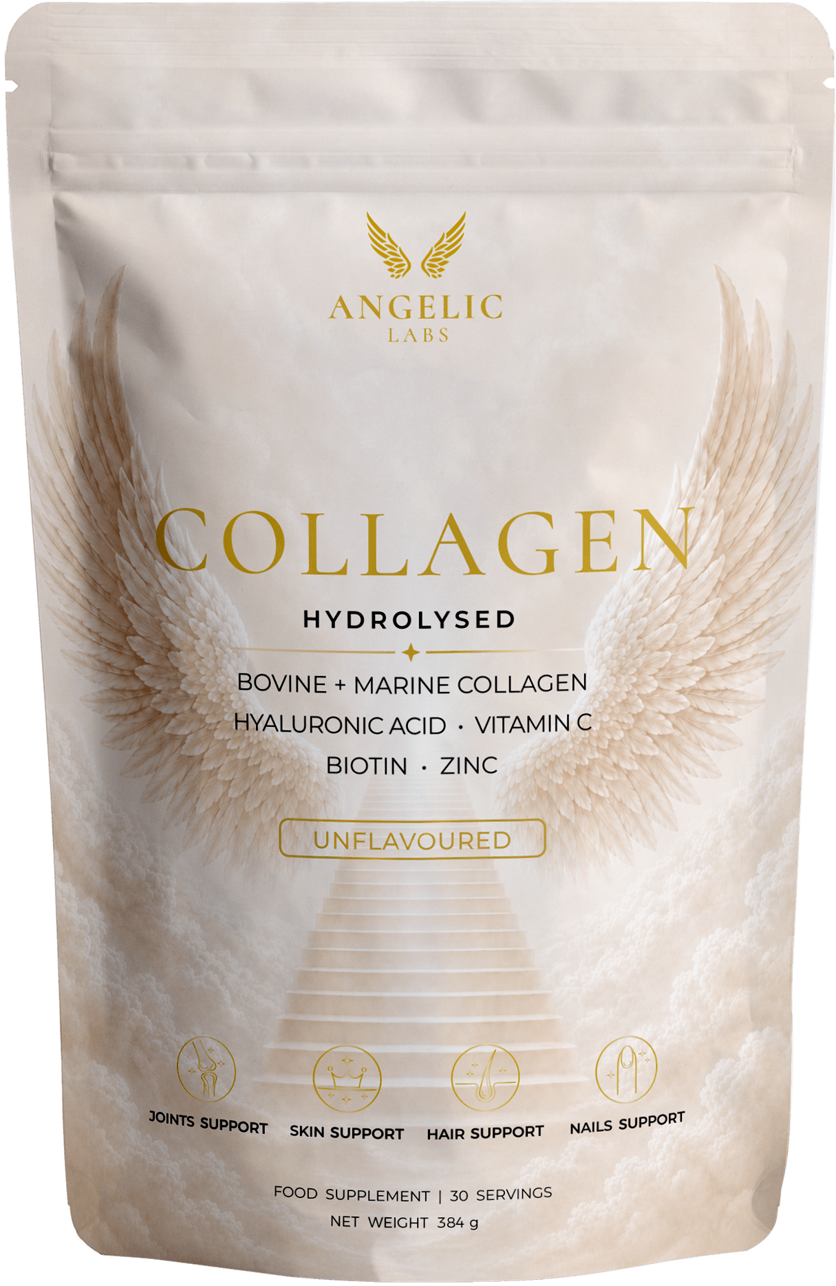 Hydrolysed Marine & Bovine Collagen Powder | Vitamin C, Hyaluronic Acid, Biotin & Zinc | Unflavoured | 30 Servings