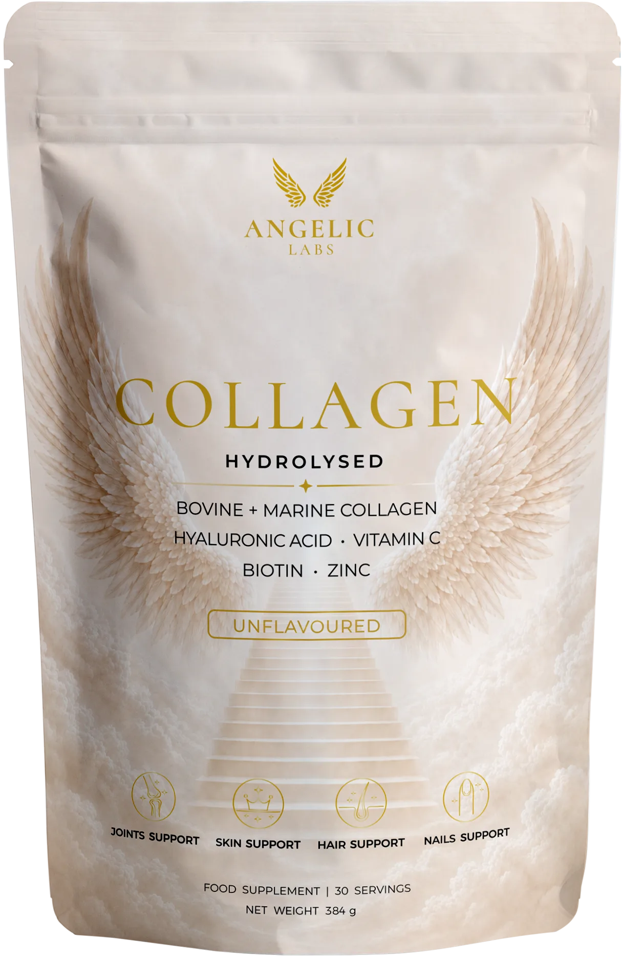 Hydrolysed Marine & Bovine Collagen Powder | Vitamin C, Hyaluronic Acid, Biotin & Zinc | Unflavoured | 30 Servings